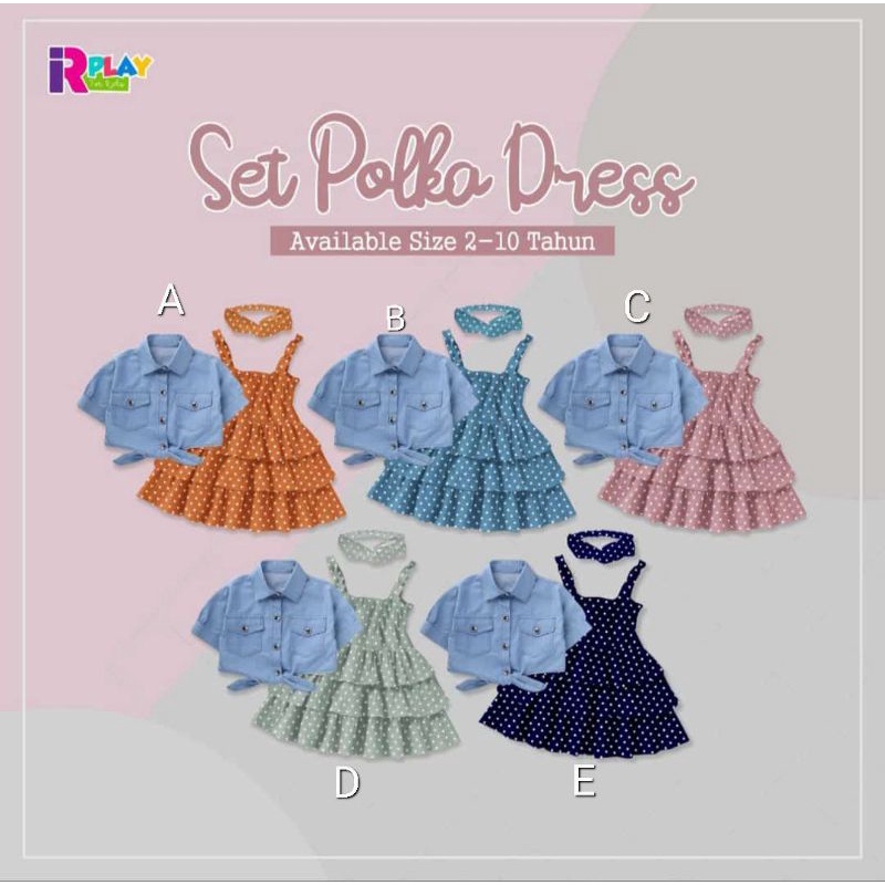 Set dress polka anak