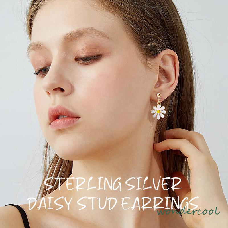 925 Silver Daisy Earrings Fashion Anting Pejantan Bunga Matahari Manis Segar-Won