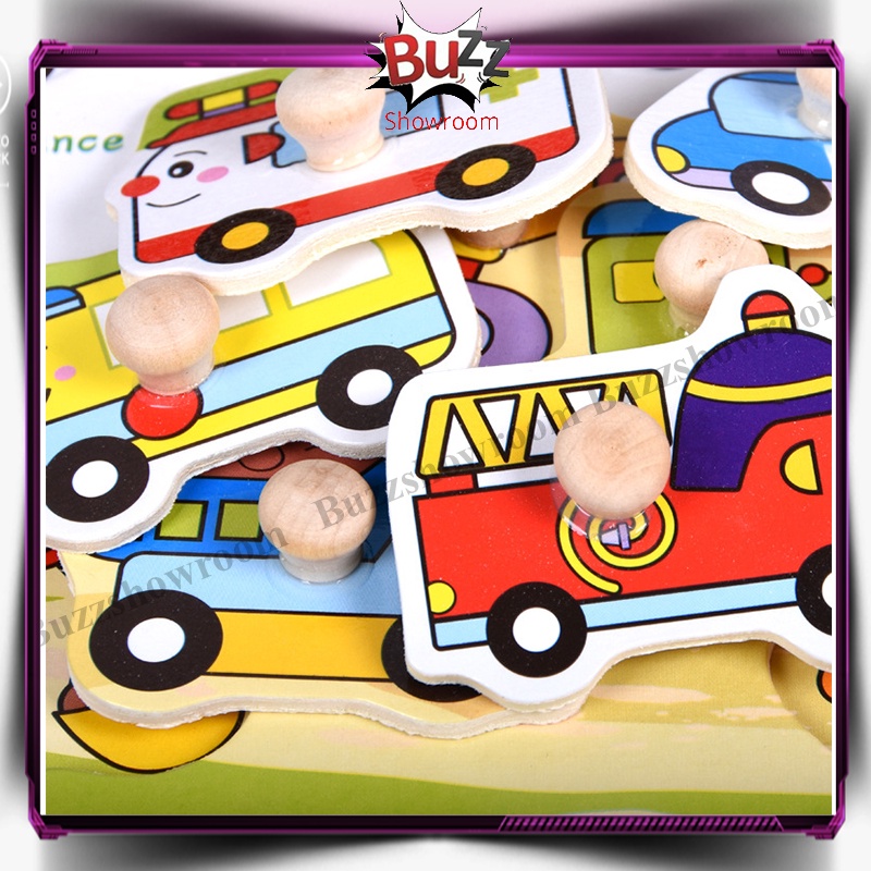 Puzzle Knob Kayu Mainan Edukasi Anak Paku Huruf Angka Buah Wooden Toys