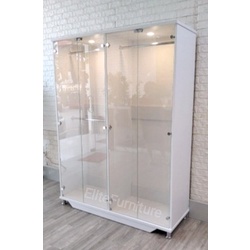 Lemari Gamis Gantungan Kaca Bloktik , Lemari Baju Full Gantungan Putih , Lemari Gantungan Baju GAMIS