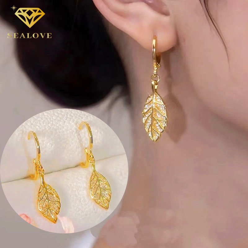 Anting Titanium Kupu Kupu gantung Panjang Anti Karat dan anti luntur Lapis Emas 18K Rumbai Perhiasan Korea