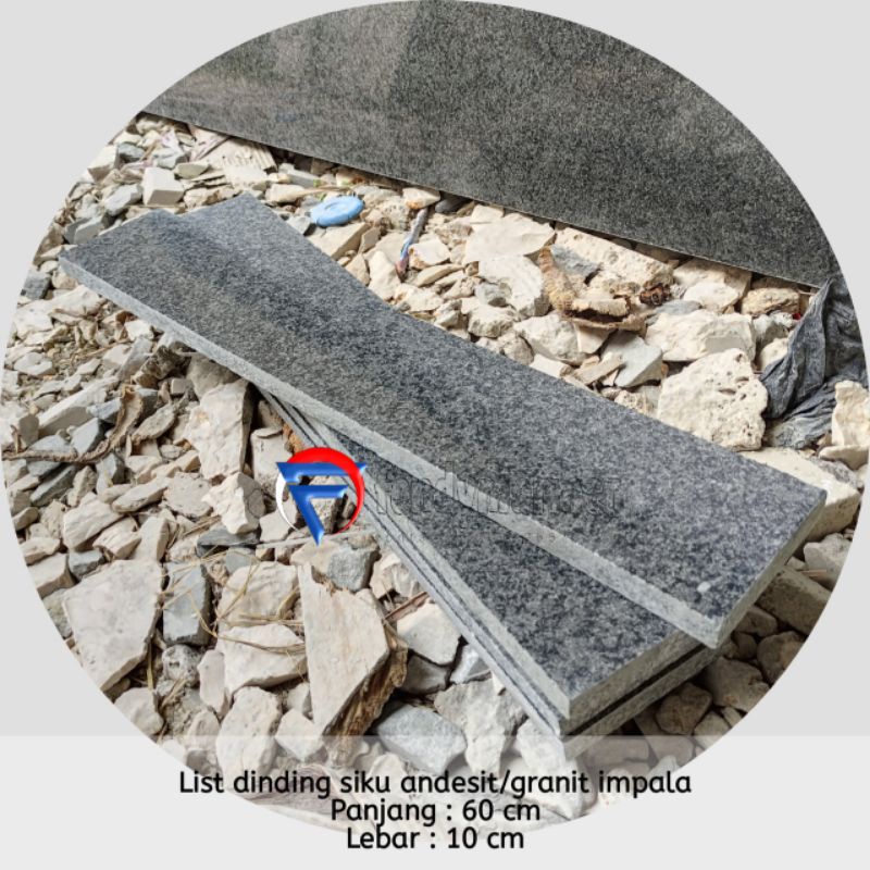 Lembaran list dinding batu alam asli granit impala 60x10 harga per biji