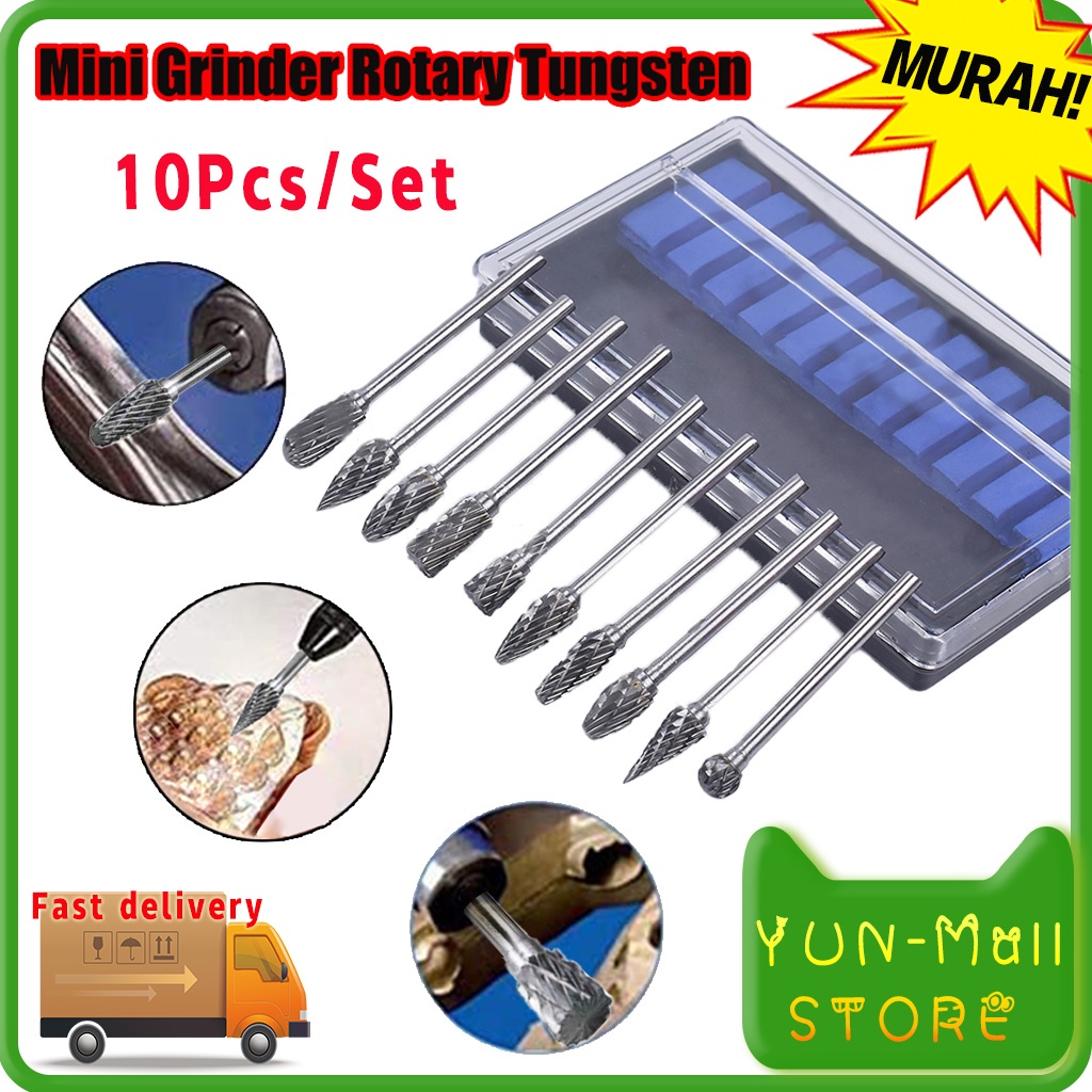 【COD+Dalam stok+Pengiriman Cepat】YUN-Mall 10 PCS Mata Bor HSS Kikir Ukir Kayu Mini Drill Grinder Mata Tuner Cun Set bor tuner porting 1 set murah / Mata Bor Tungsten Carbide Cone Spiral