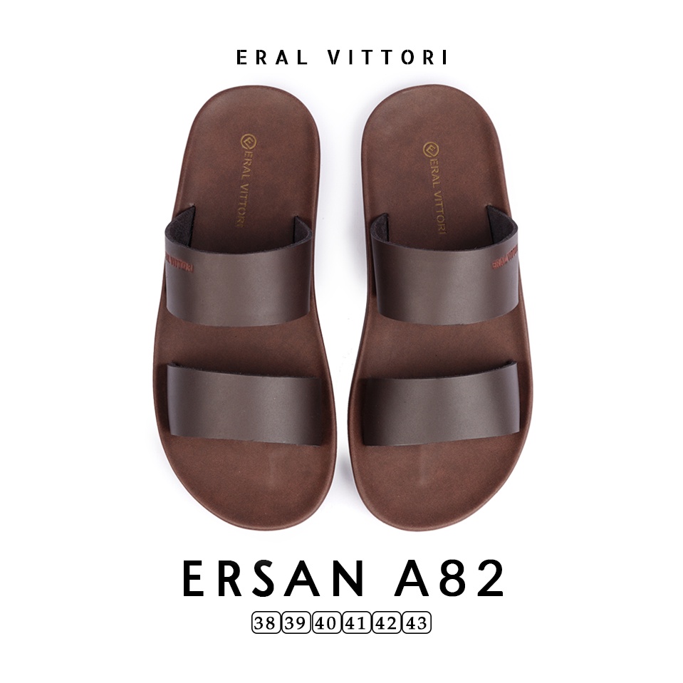 Eral Vittori -  Ersan A82 Sandal Pria Kulit Harian Santai Coklat