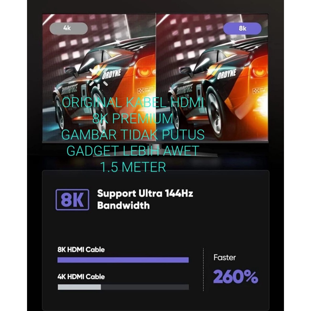 G651 ORIGINAL KABEL HDMI 1.5M METER 8K TV TELEVISI PS GAME CPU GAMBAR M MONITOR LAYAR LED FULL HD JE