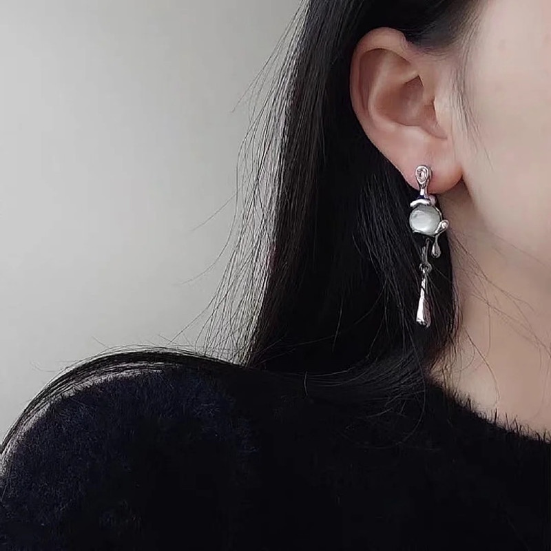 Anting Bentuk Waterdrop Bahan Metal Gaya Harajuku