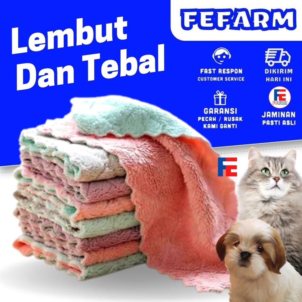 Handuk Microfiber Kucing Anjing Kelinci Grooming Cepat Kering KECIL UK 23,5 x 14,5 FEFARM
