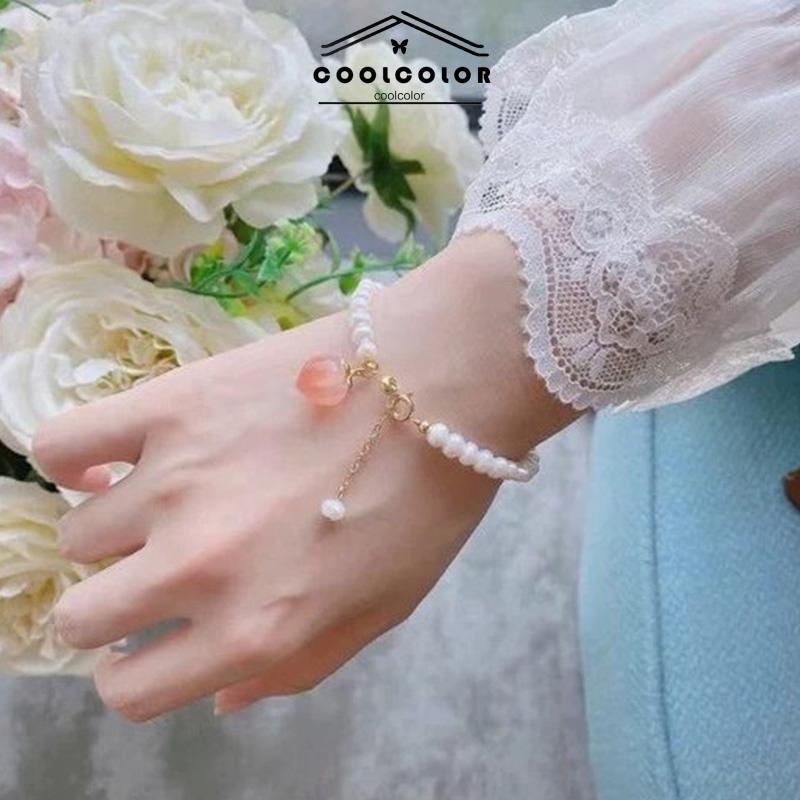 COD❤️Gelang Mutiara Persik Pelajar Wanita Niche Design Sisters Couple Best Friends Gelang Wanita Perhiasan Fashion Aksesoris Impor Murah