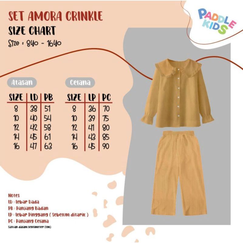 SET AMORA CRINKLE PADDLEKIDS SIZE REMAJA / JUNIOR / setelan rayom crinckle by paddle kids