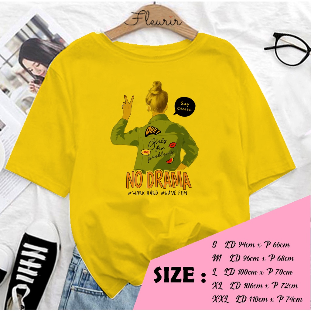 FLEURIR - COD KAOS NO DRAMA WANITA PRIA REMAJA DEWASA UNISEX TSHIRT JUMBO