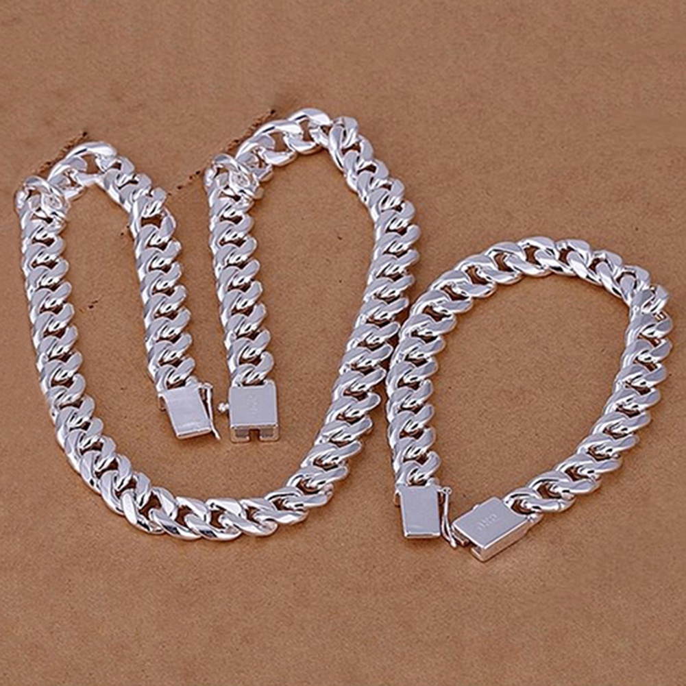 Set Perhiasan Kalung Dan Gelang Bahan Sterling Silver 925 Untuk Pria