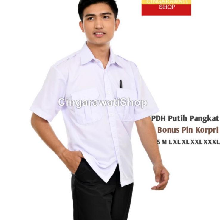 Sikat abis--Baju PDH Putih Pns Kemeja Putih Dinas Pria Baju Putih Pemda Lengan Pendek Baju Pdl putih