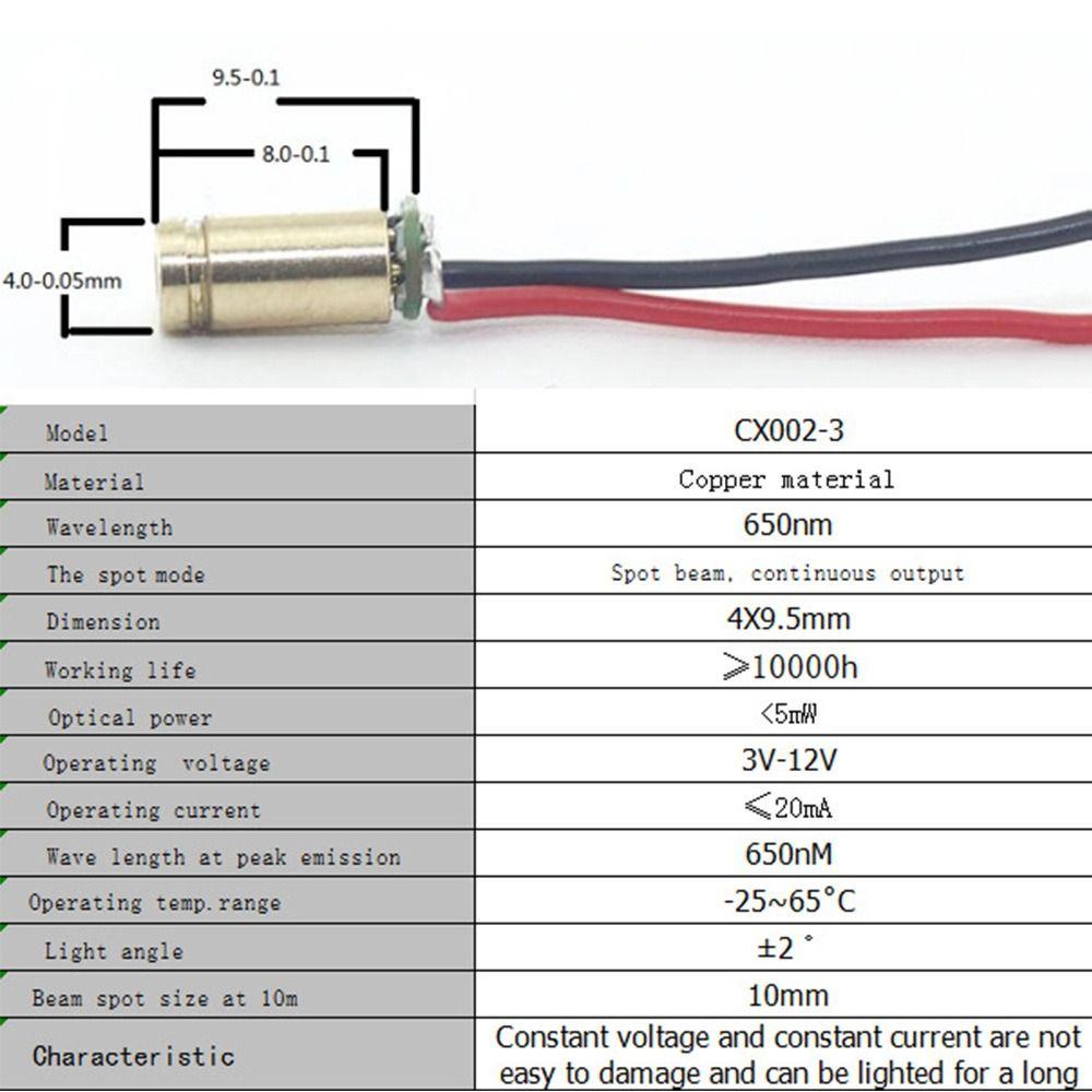 Solighter 1pc Modul Dioda Laser Mini 6V 4mm Kepala Tembaga