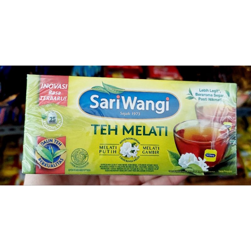 Tong Tji jasmine tea box / Sariwangi 25 x 1,85gr / Sariwangi Teh Melati 25 x 2gr