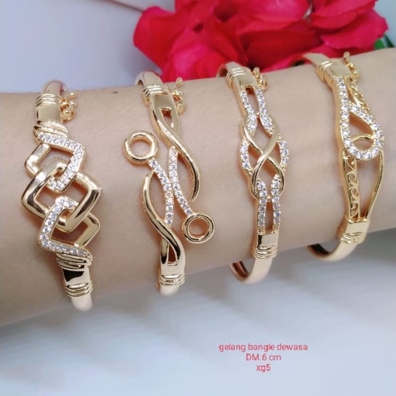 (50 model) Gelang Tangan Bangle Wanita Titanium Xuping Perhiasan Aksesoris Fashion Lapis Emas Anti Karat