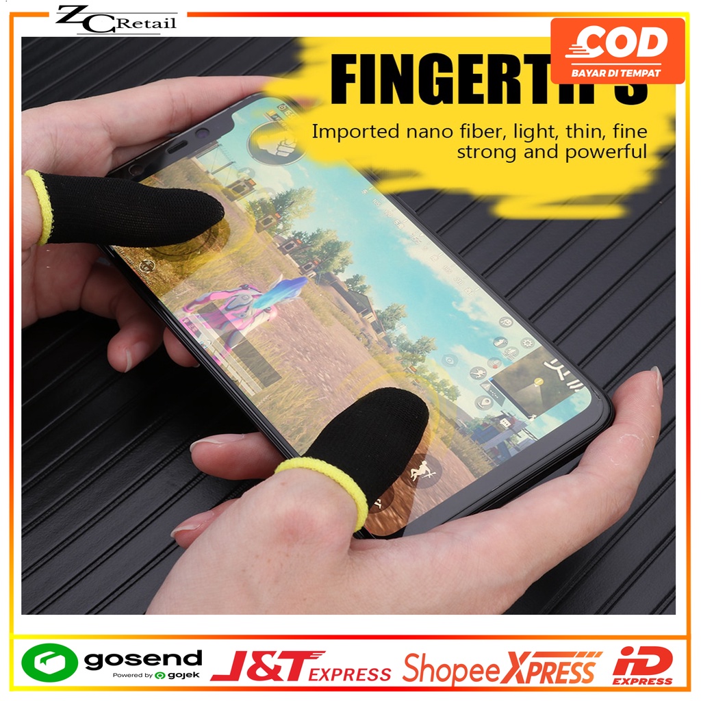 Sarung Jempol Finger Cots Anti Basah 2Pcs 1 Pasang tangan For gaming Game AOV ML PUBG FF mobile