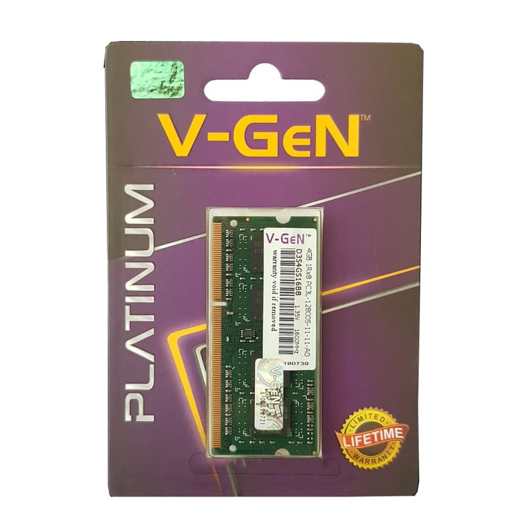 Ram Laptop Sodimm V-Gen Platinum DDR3L 2GB, 4GB, 8GB 10600/12800 Ram untuk Laptop / Notebook V GEN Genuine Garansi LifeTime Resmi VGen