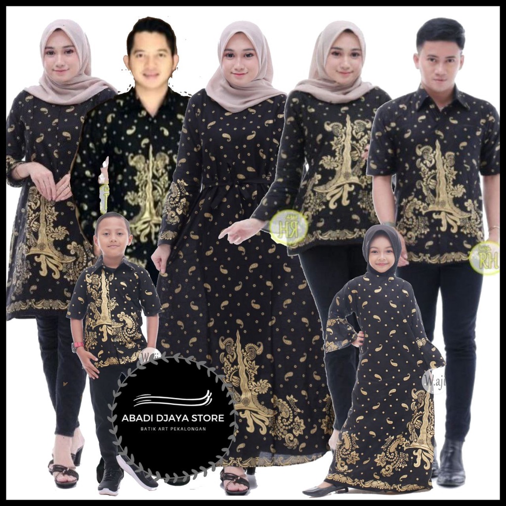 Baju batik set keluarga motif keris prada bakung