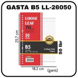 

[Ukuran B5 - Besar] - 50lembar / kertas Binder / Kertas Loose Leaf B5 - 50lembar