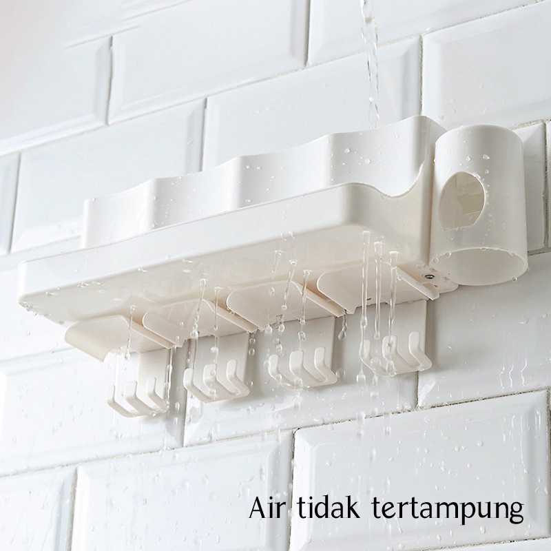 【COD+Pengiriman Cepat】YUN Rak Sikat Gigi Kamar Mandi Tooth Brush Hanger Organizer 2/4 Cup Set Plastik Rak Sikat Gigi  Organizer Tempat Sikat Gigi Dispenser Odol Rak Kamar Mandi Tempat Sabun Squeeze Toothpaste Artifact