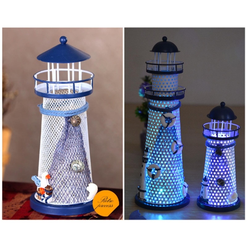 Zzz Light Lampu Meja LED Tenaga Baterai Bentuk Mercusuar Bahan Metal Untuk Dekorasi Taman