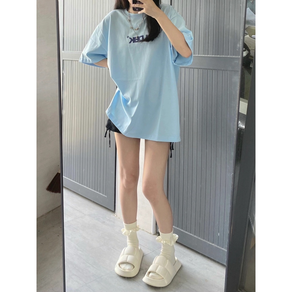 【 Penawaran Istimewa 】Kaos Atasan Wanita Biru Muda Original Premium / Baju Atasan Wanita Import fashion Korea Style Imut