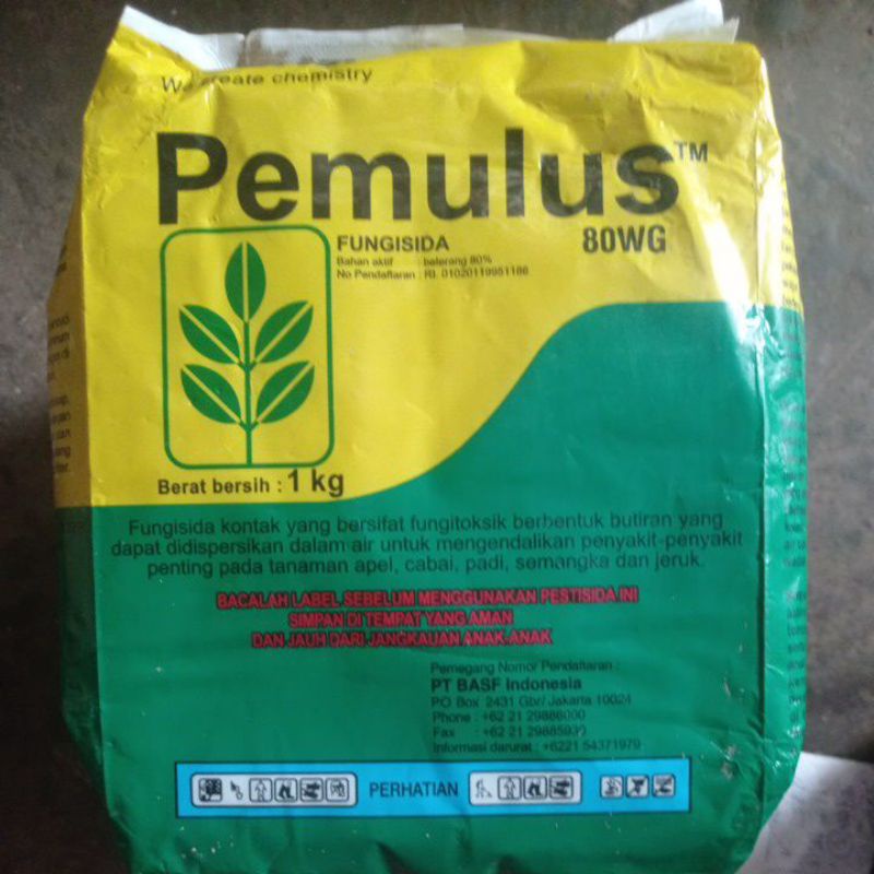 Fungisida pemulus 80 WG, berbahan aktif : Belerang 80%, Dengan berat bersih : 1 Kg
