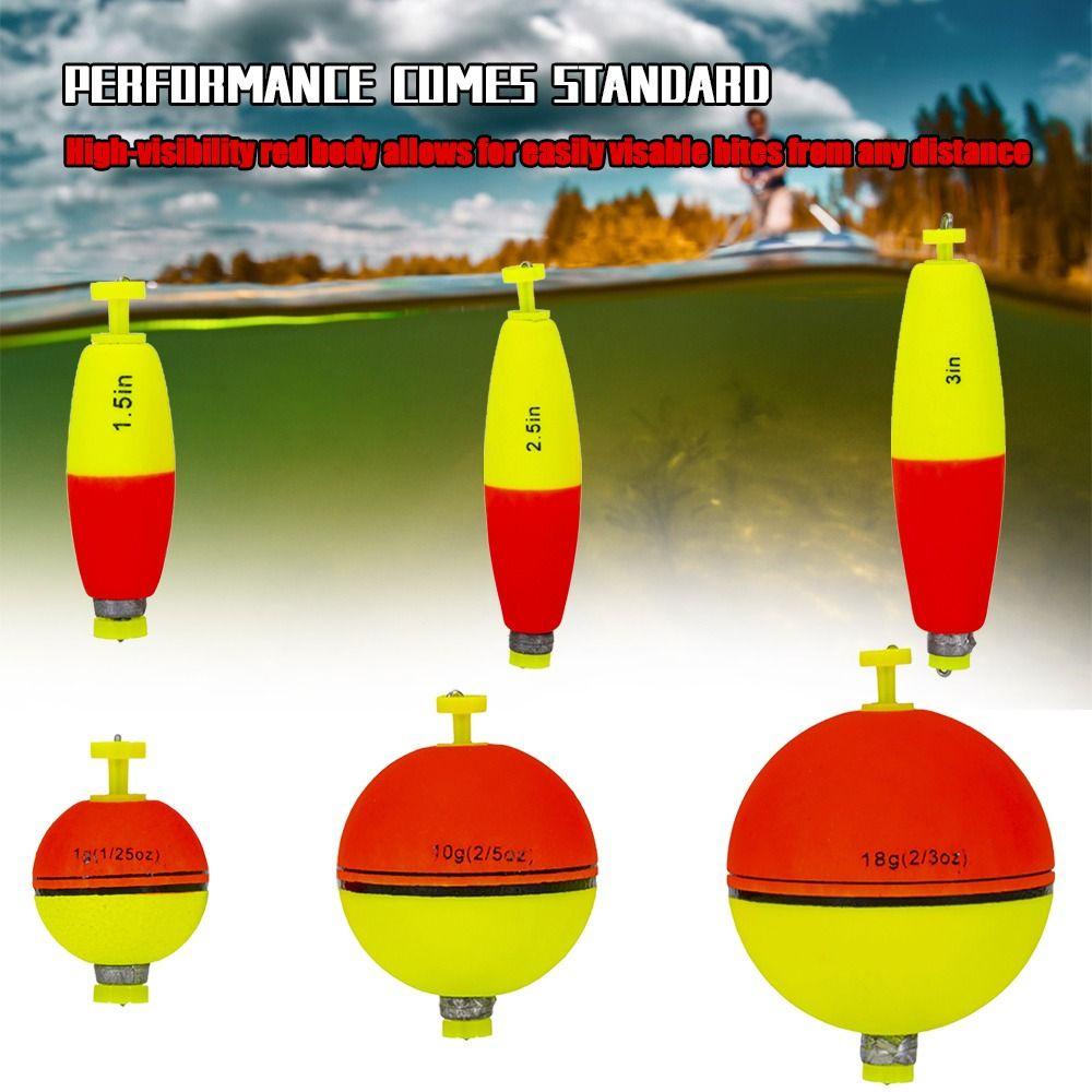 Top 5pcs Pelampung Pancing Laut Merah Pelampung Merah Kuning Kapasitas Bobot Timbel Busa Eva