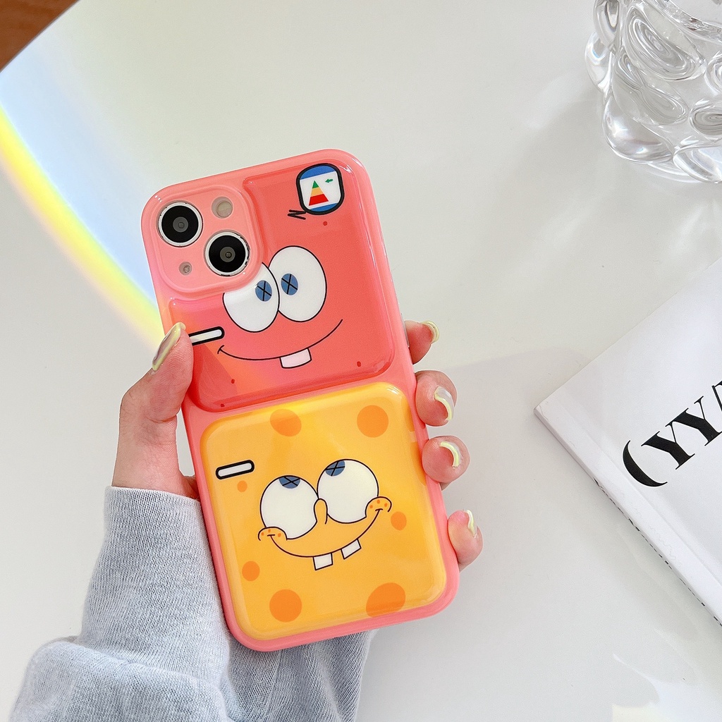 Soft Case iPhone Motif SpongeBob Softcase Pelindung Lensa Kamera Casing iPhone