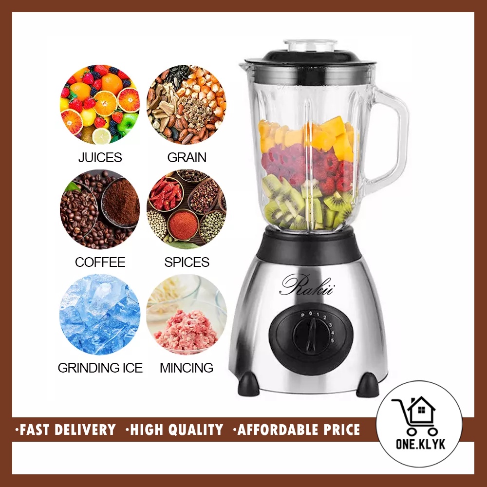 Blender Juicer Gelas Kaca Premium 2 in 1 | Blender Stainless Gelas Kaca Blender Juicer Hitam