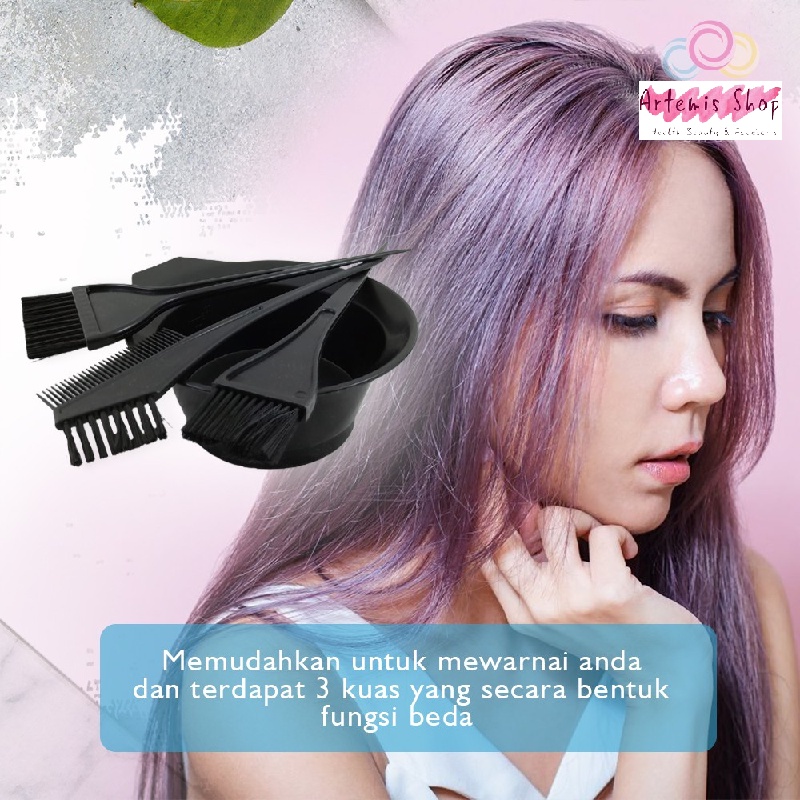 Paket Mangkok Sisir Semir Rambut Tempat Peralatan Cat Warna Rambut Wadah Bleaching