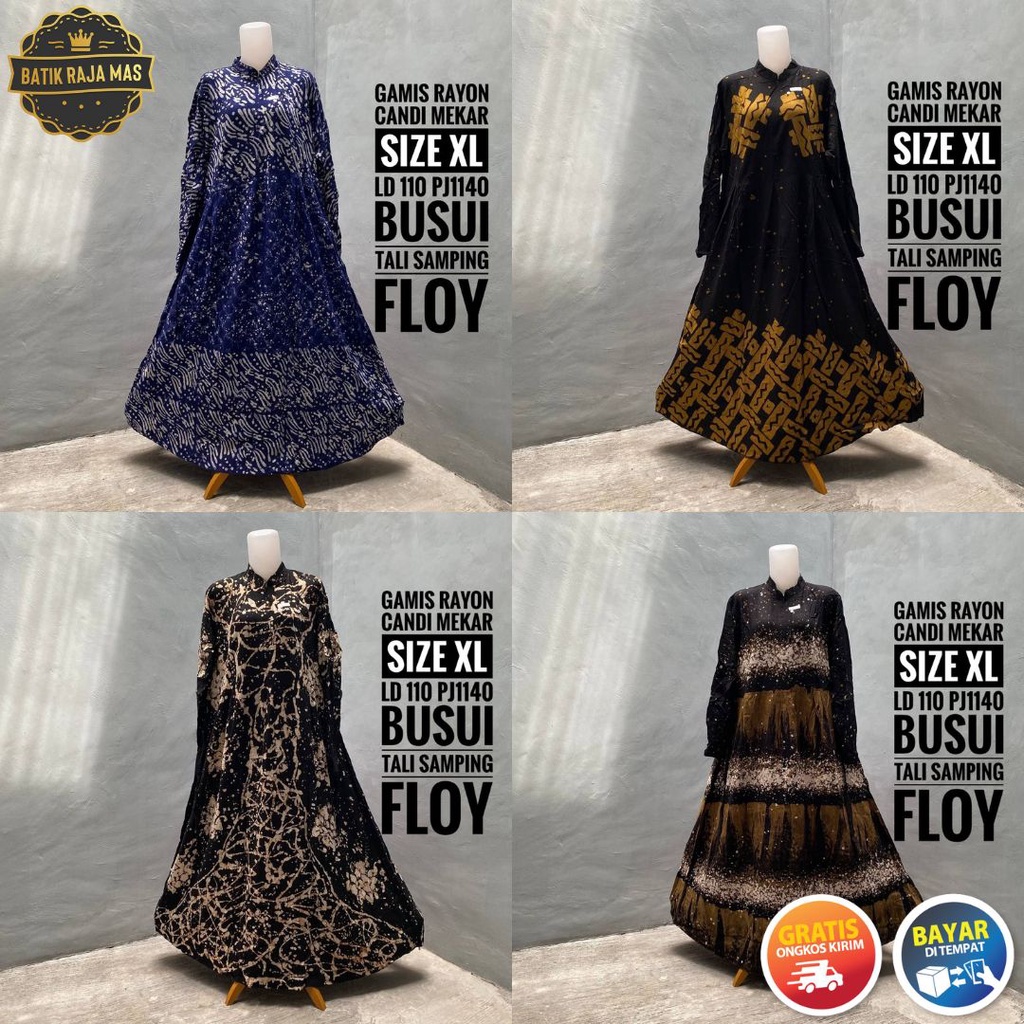 Gamis Rayon Twill Ori Premium Wanita Dewasa Kekinian Terbaru Motif Batik Abstrak Syari Raya Lebaran 