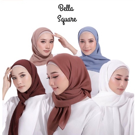 Jilbab Kerudung Segiempat Polos BELLA SQUARE Hijab Pollycotton Jilbab Bela Segi Empat BISA COD IMF