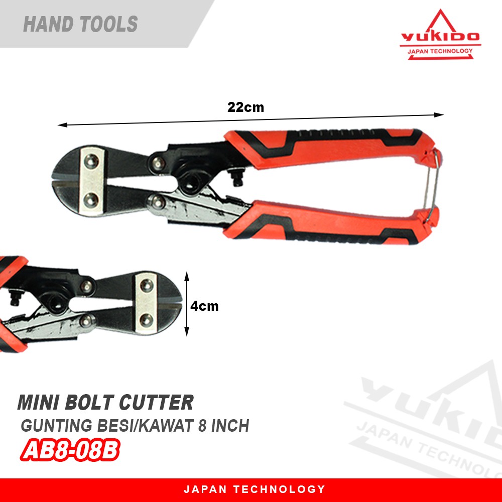 Gunting Potong Kawat Besi Baja Rantai Yukido Bolt Cutter Mini 8 Inch