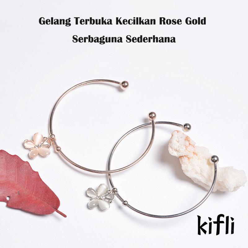 Gelang Model Terbuka Desain Kupu-Kupu Hias Zircon Gaya Simple Untuk Wanita