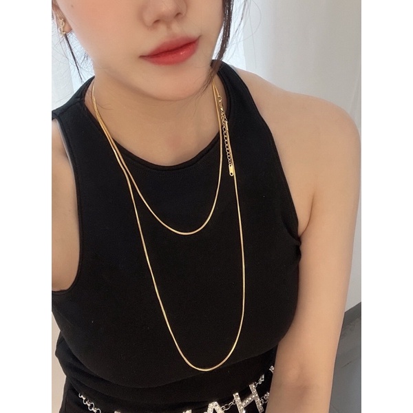 Kalung Titanium Gold Elegan Bisa Untuk Hijab Vintage Fashion Style