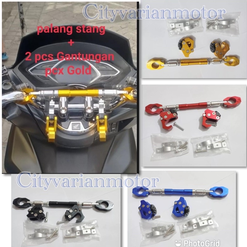 Paket Palang Stang Stelan Besar Bisa Stel Full CNC plus 2 pcs Gantungan Barang PCX ADV PCX NEW RXKing Vixion Beat Street Cb rzr