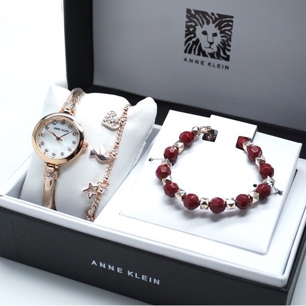 JAM TANGAN WANITA ANNE KLEIN RANTAI DAPAT 2 GELANG + INCLUDE BOX ORIGINAL || JAM TANGAN FASHION CEWE