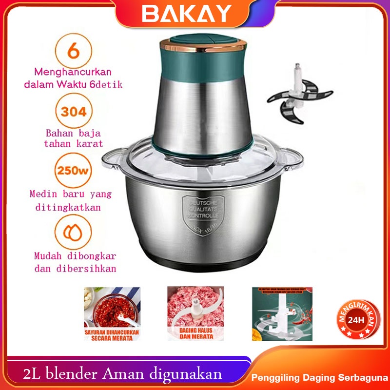 Blender Daging Stainless 2L /Daging Penggiling Meat /Blender Elektrik Stainless Steel Chopper Grinder