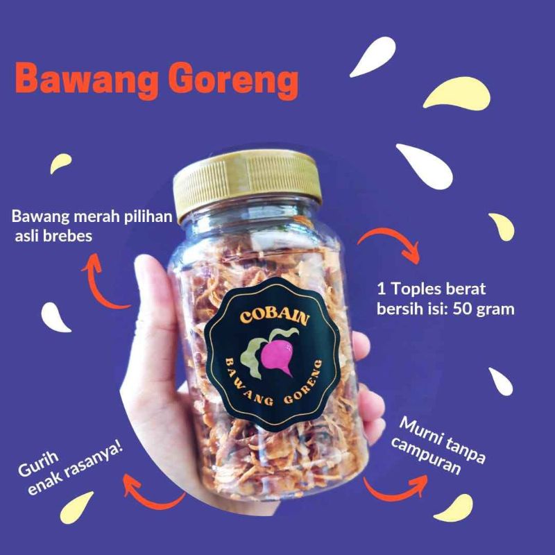 

Bawang Goreng Premium 50gram Murni tanpa campuran