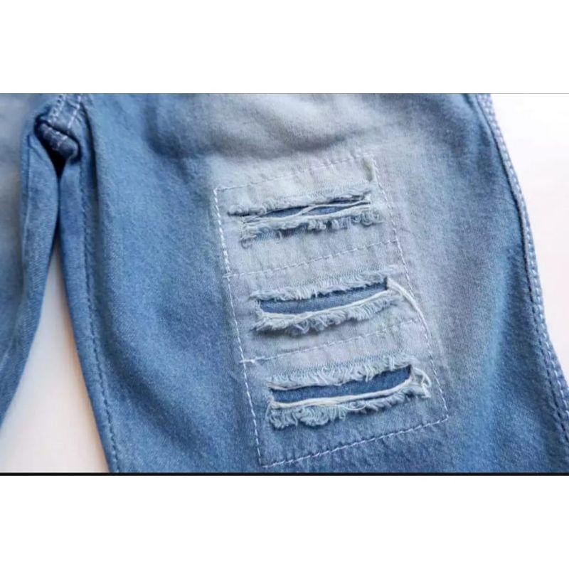 Celana pendek jeans anak laki-laki perempuan jins sobek ripped drak blue light blue usia 1- 8 tahun