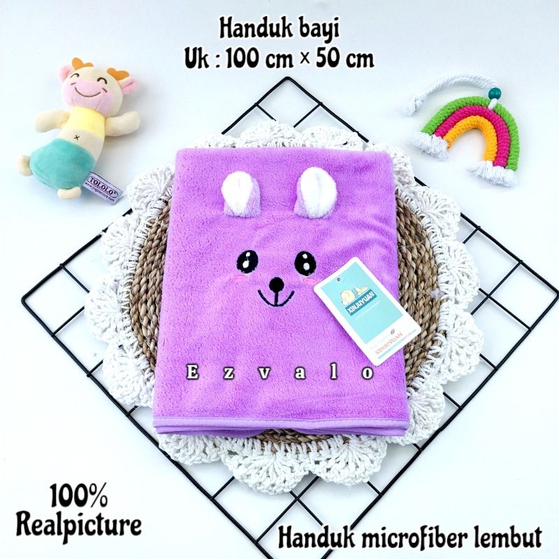 HB-04 Handuk bayi 3D kuping microfiber lembut 100cmx50cm