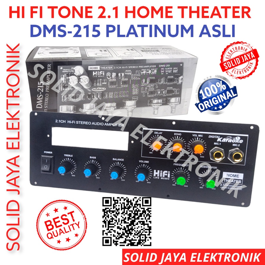 KIT TONE CONTROL AKTIF 2.1 DMS-215 HOME THEATER PLUS MP3 BLUETOOTH BT DIGITAL ECHO MIC MIK SUB SUBWOOFER DELAY HI FI 2.1CH 2.1 CH CHANEL CHANNEL STEREO PREM AMP PREAMP PREAMPLIFIER KONTROL 2.1 DMS215 DMS 215 DMS-215 PLATINUM ASLI ORIGINAL