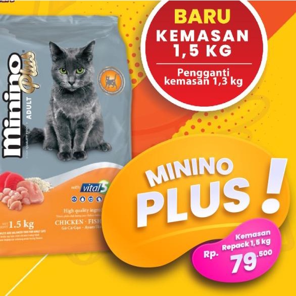 Minino Plus 1,3 kg - Makanan Kucing