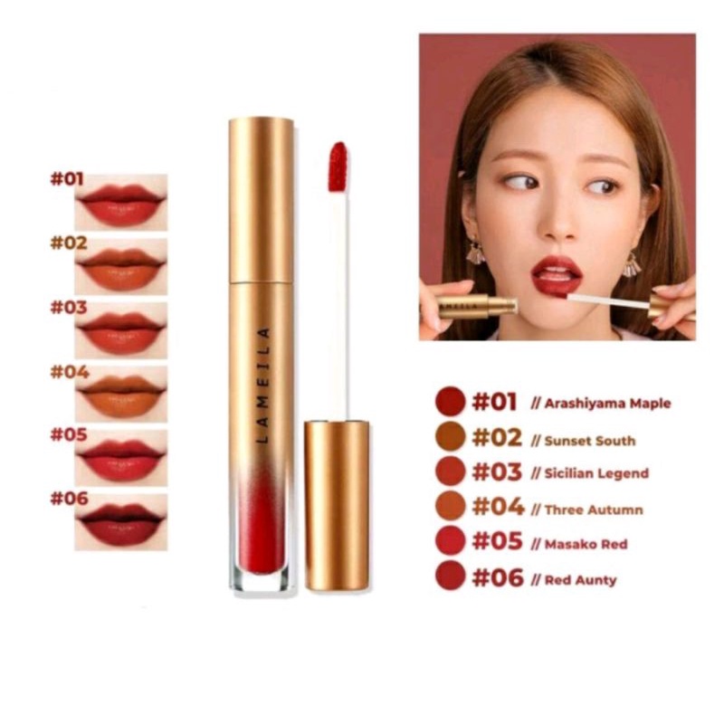 Lipstik Matte/Lipgloss/Lipglaze Lameila waterproof Gold Edition