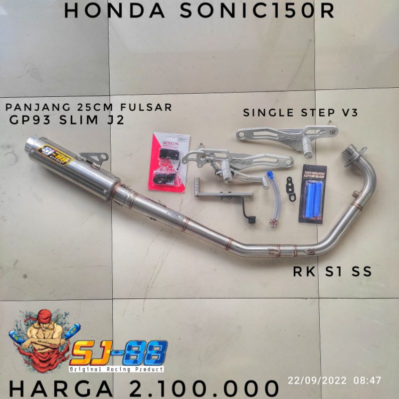Knalpot sj88 sonic 150r fulset header rk s1 ss slincer gp93 slim j2 dan paket ub v3