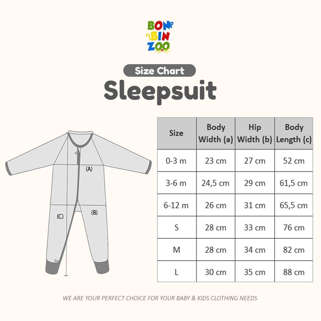 Jumper Panjang Bayi Resleting Sleepsuit Newborn Bonbinzoo Zipper SNI Bahan Halus / Baby 0-12 Bulan