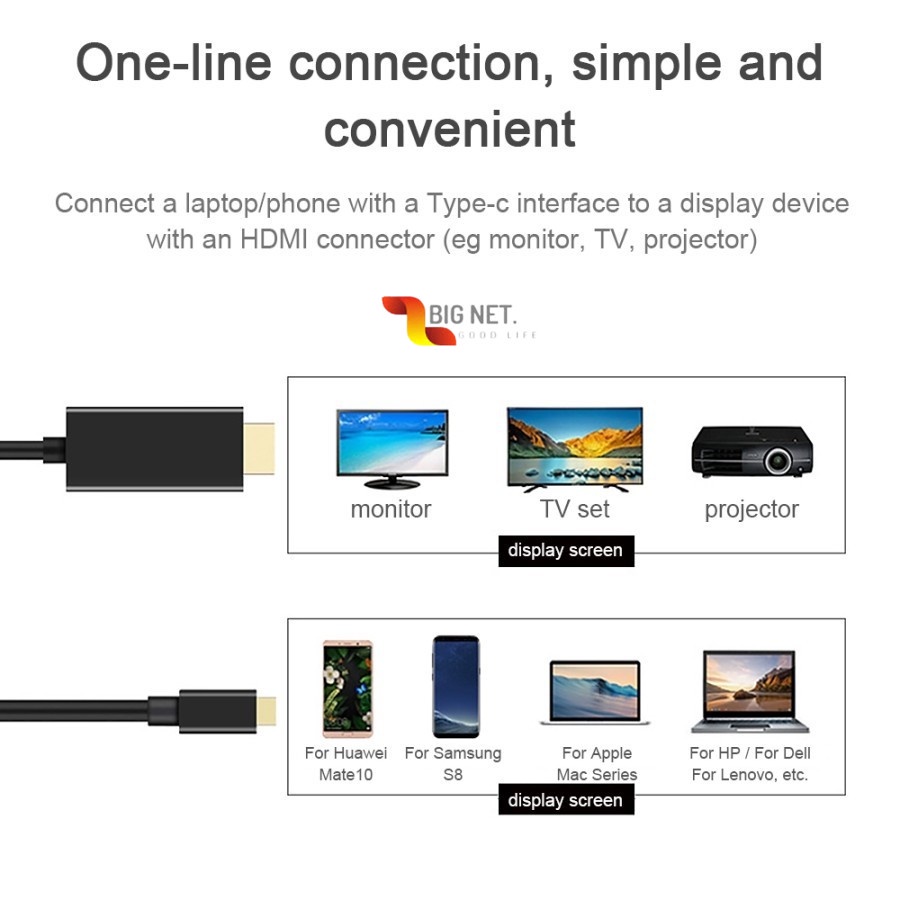 TYPE-C (USB C) To HDTV-1.8Meter converter adapter/ TYPE-C TO HDmi-1.8M