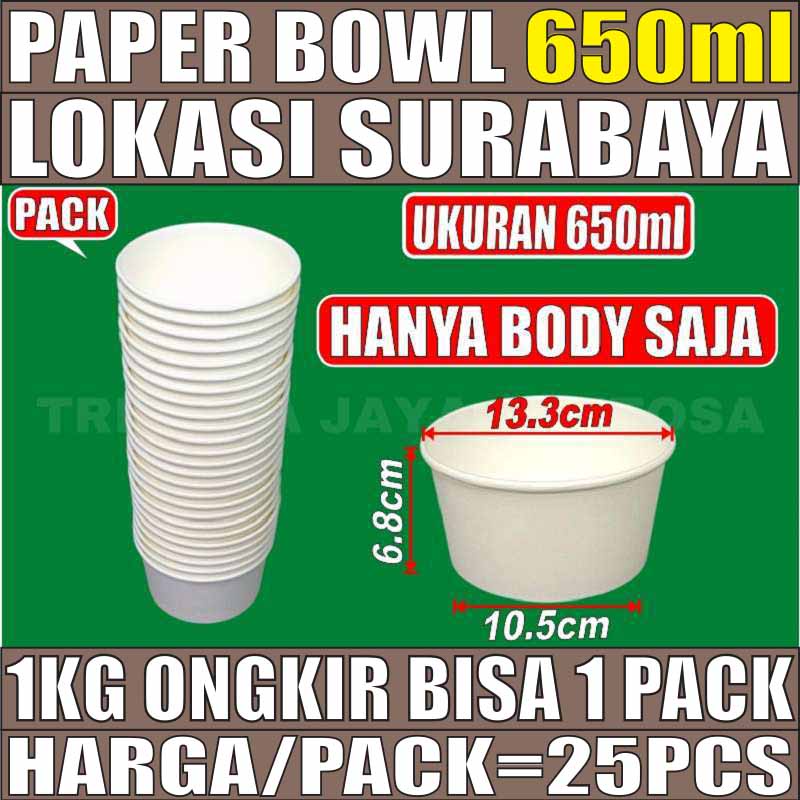 Paper bowl tebal 650ml mangkuk tahan microwave mangkok kertas 650 ml hanya mangkok Surabaya