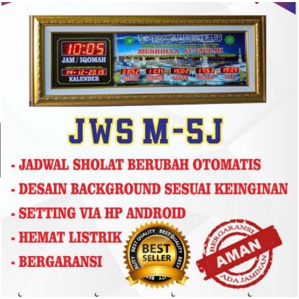 JAM MASJID DIGITAL JADWAL SHOLAT DAN TIMER IQOMAH FULL FITUR COSTUM NAMA MASJID DAN UKURAN BERGARANS